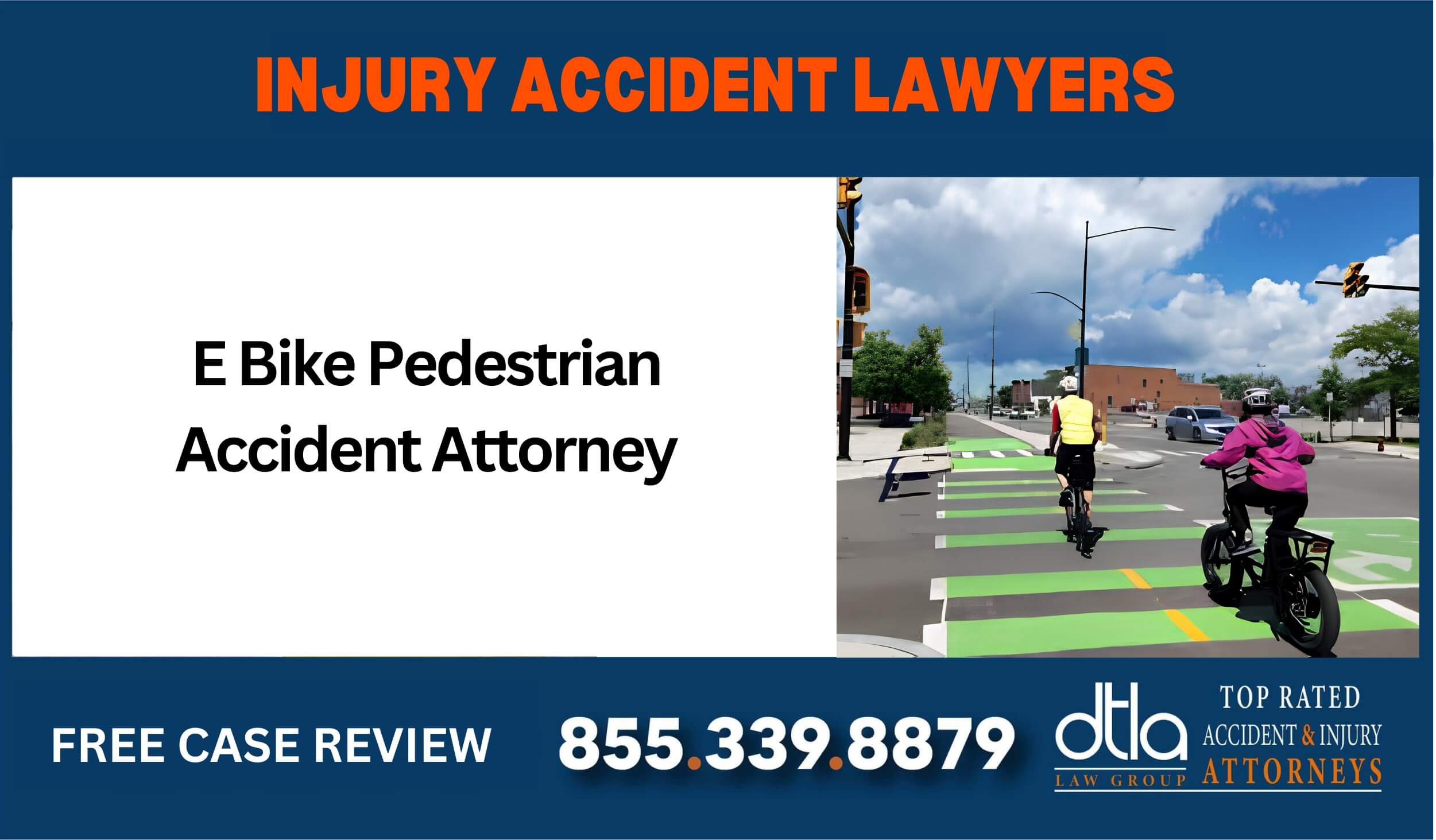 E Bike Pedestrian accident attorney lawyer sue compensation incident