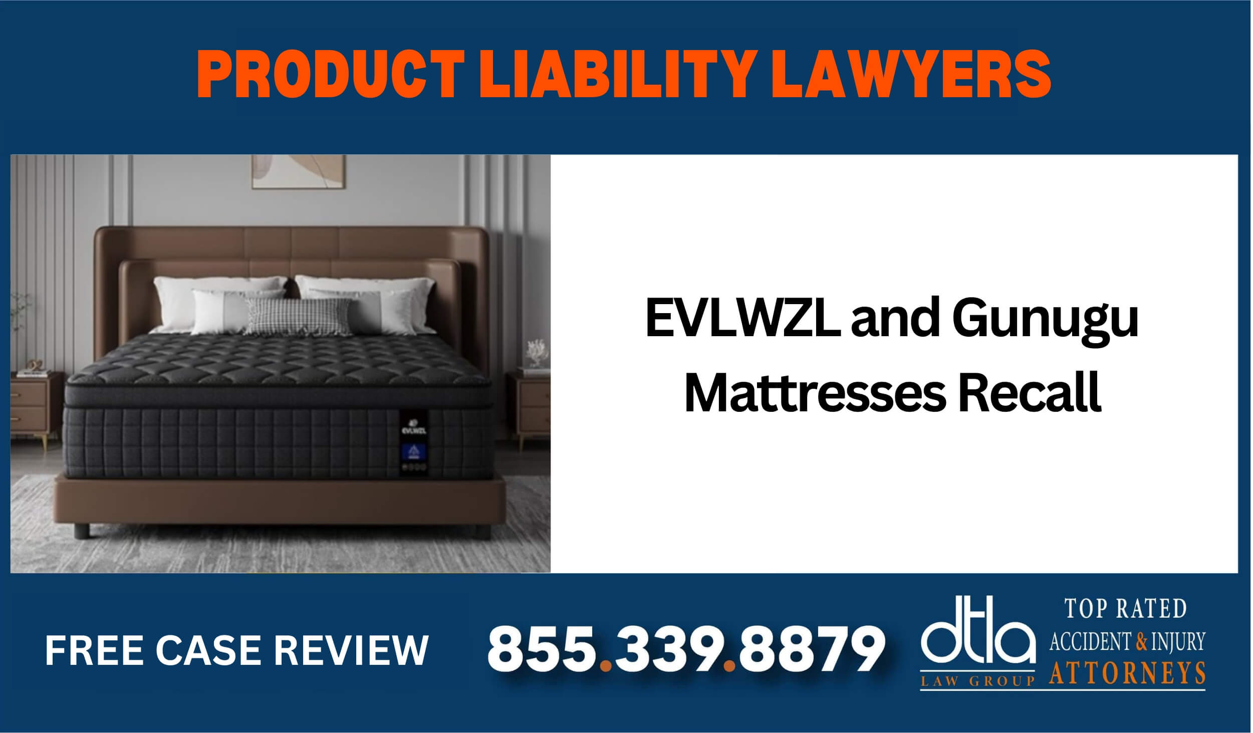 EVLWZL and Gunugu Mattresses Recall sue liable incident lawyer attorney